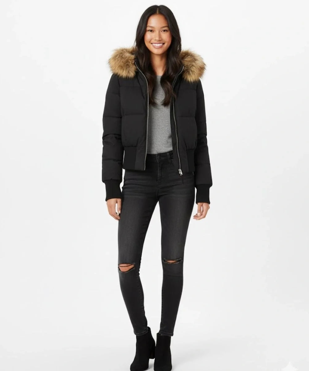 Ashley™ | Chaqueta acolchada con capucha de pelo sintético