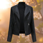 Celeste™ | Chaqueta motera de polipiel con detalle en hombros