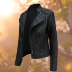 Celeste™ | Chaqueta motera de polipiel con detalle en hombros