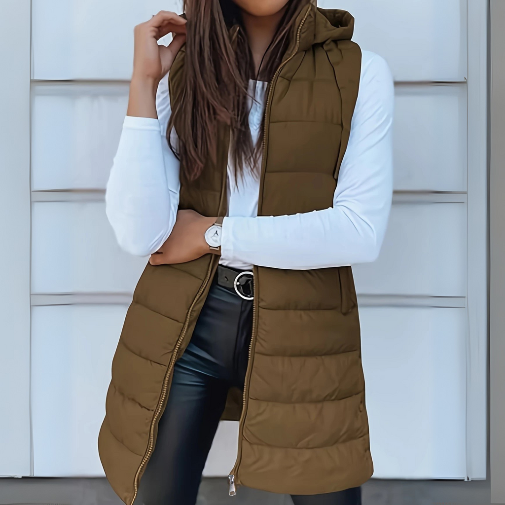 Brooke™ | Chaleco acolchado largo con capucha