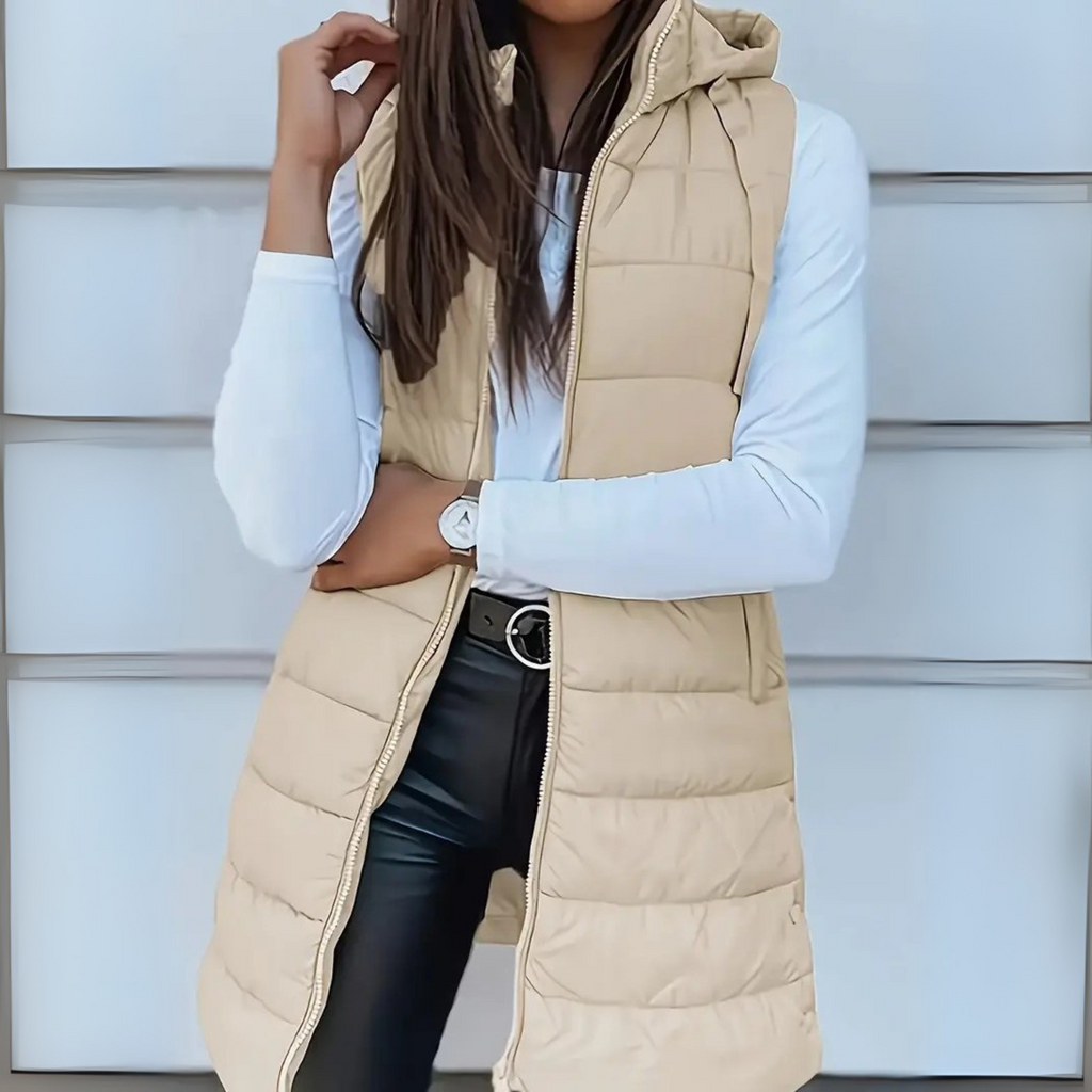 Brooke™ | Chaleco acolchado largo con capucha