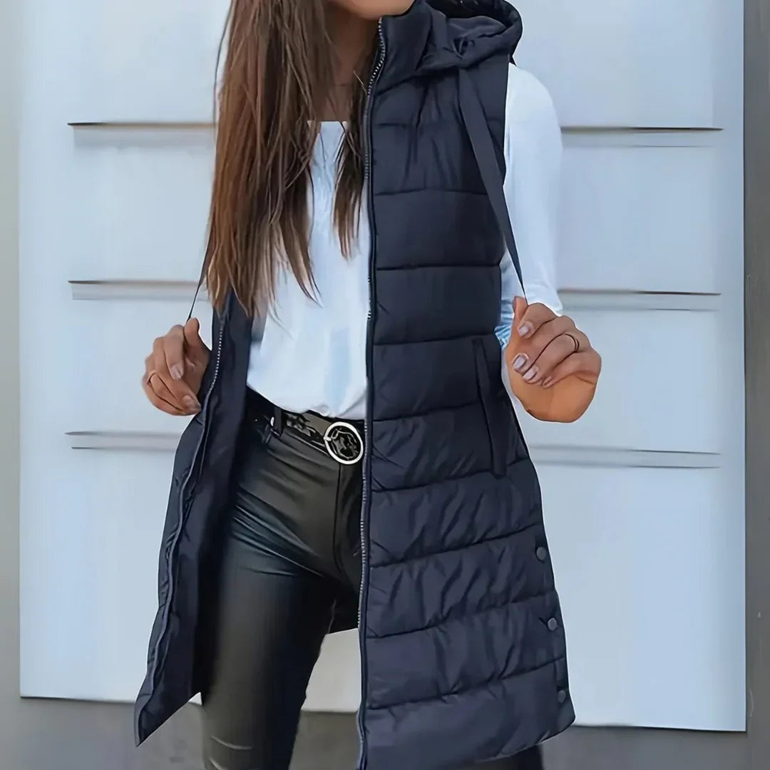 Brooke™ | Chaleco acolchado largo con capucha