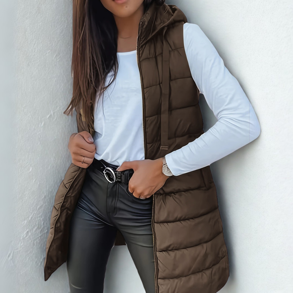 Brooke™ | Chaleco acolchado largo con capucha
