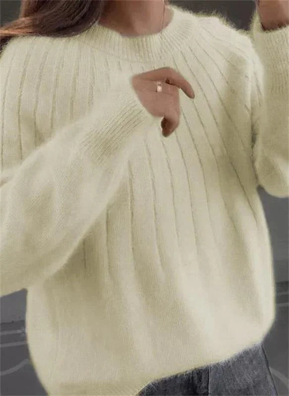 Amelia™ | Jersey de lana de cuello redondo y manga larga