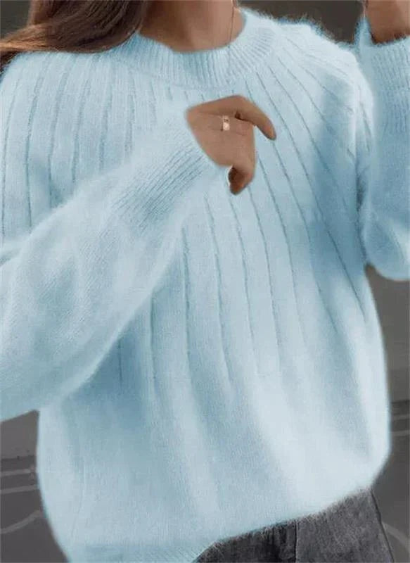 Amelia™ | Jersey de lana de cuello redondo y manga larga