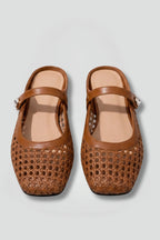 Addison™ | Mules planas trenzadas estilo Mary Jane con tira joya
