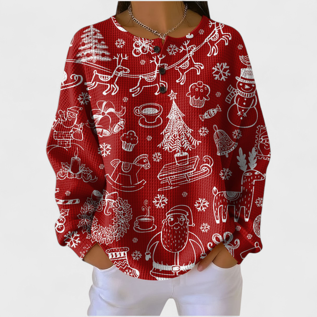Ava™ | Sudadera navideña de manga larga con estampado festivo