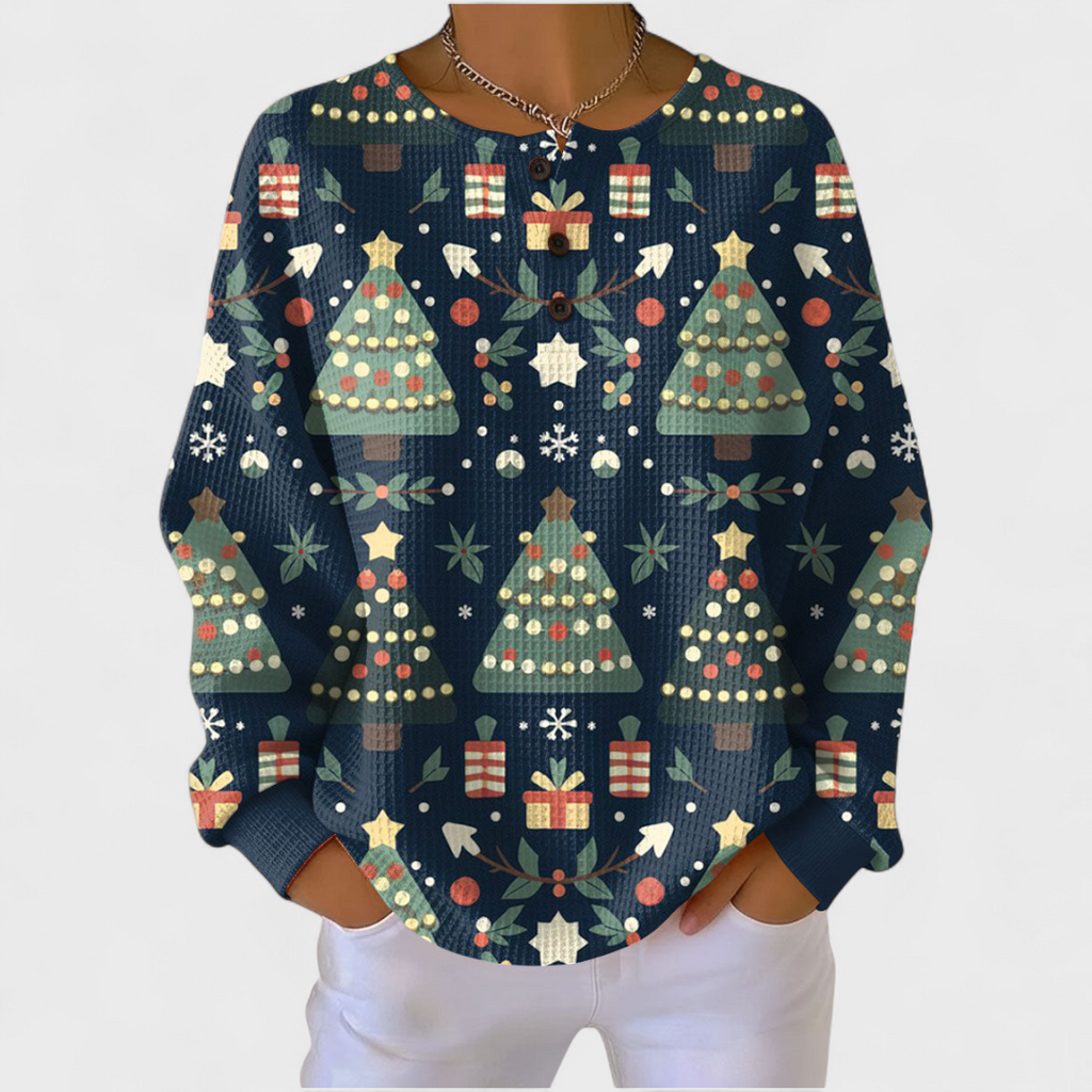 Ava™ | Sudadera navideña de manga larga con estampado festivo