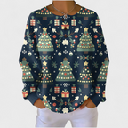 Ava™ | Sudadera navideña de manga larga con estampado festivo