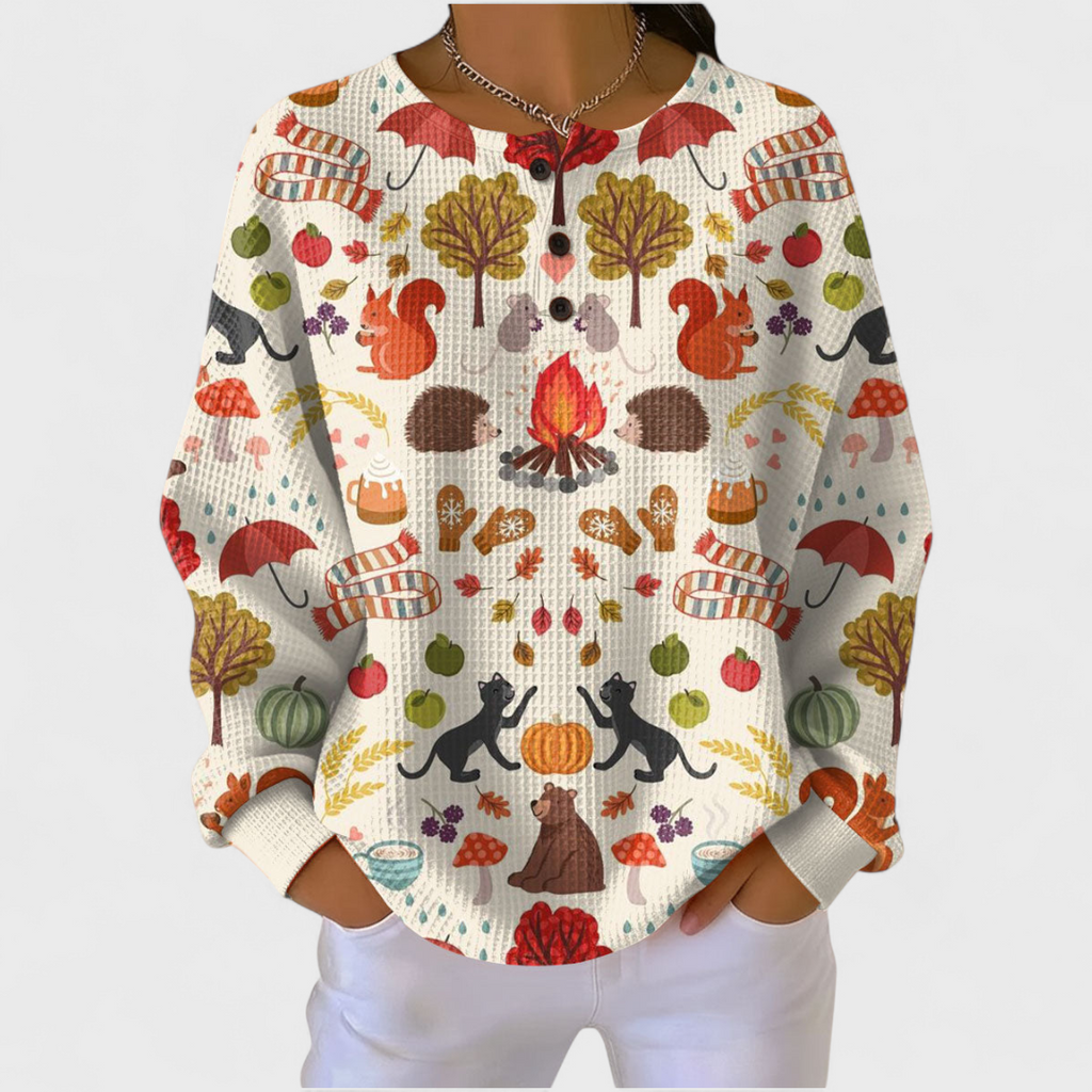 Ava™ | Sudadera navideña de manga larga con estampado festivo
