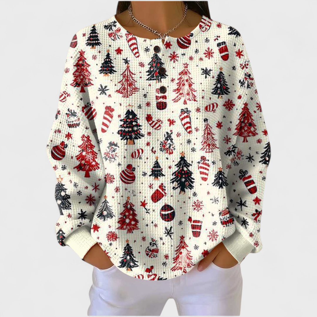 Ava™ | Sudadera navideña de manga larga con estampado festivo