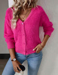 Avery™ | Cárdigan de punto suave con cuello pico y botones