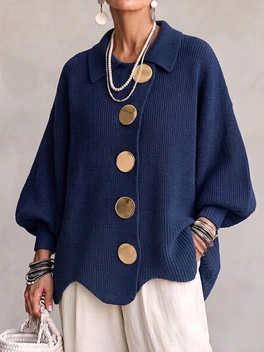 Victoria | Cárdigan oversized con grandes botones dorados