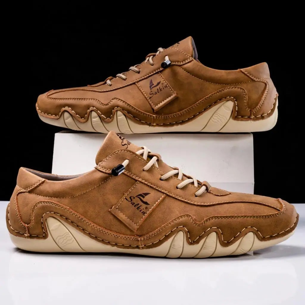 Isaac™ | Zapatos casual de piel con cordones y suela dentada