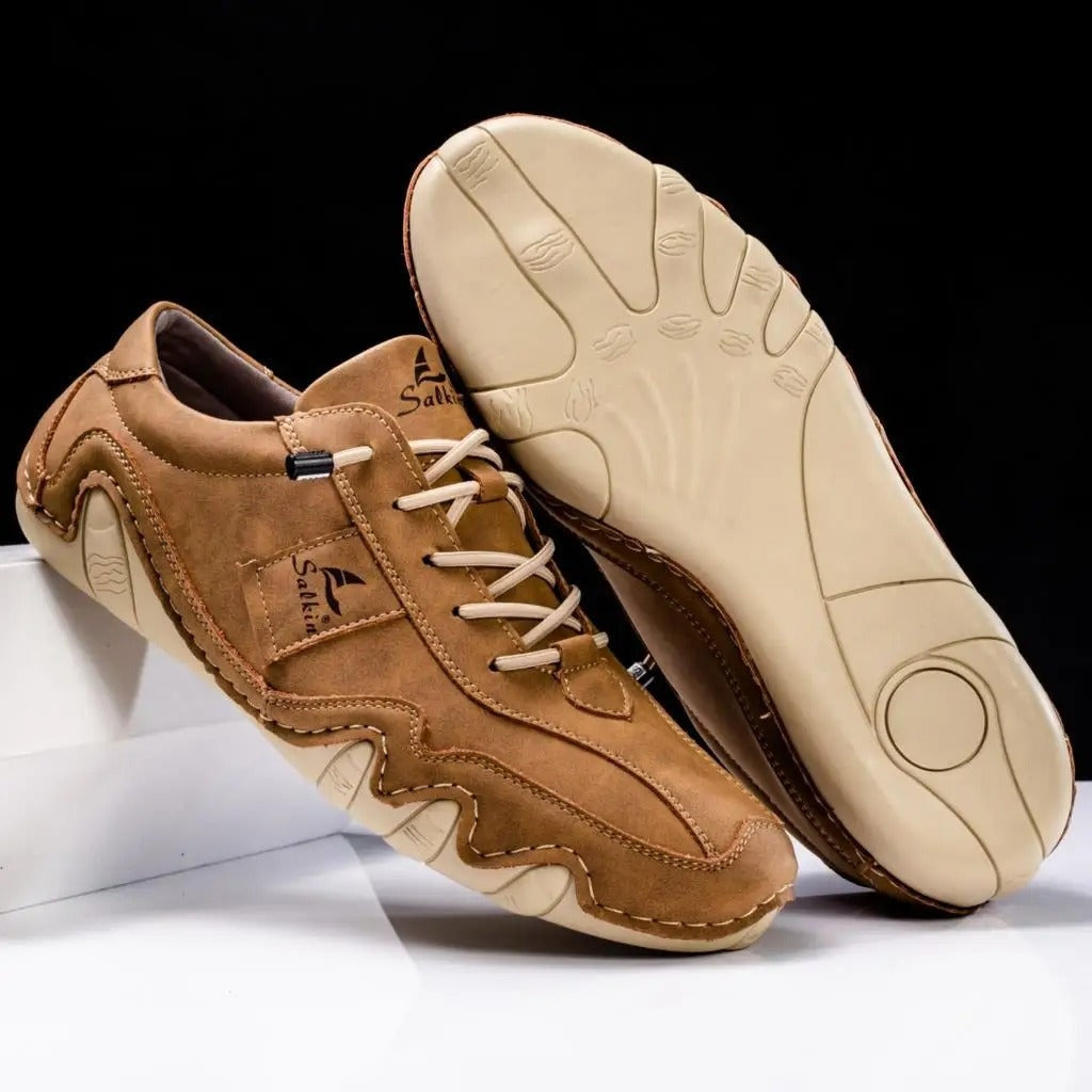 Isaac™ | Zapatos casual de piel con cordones y suela dentada