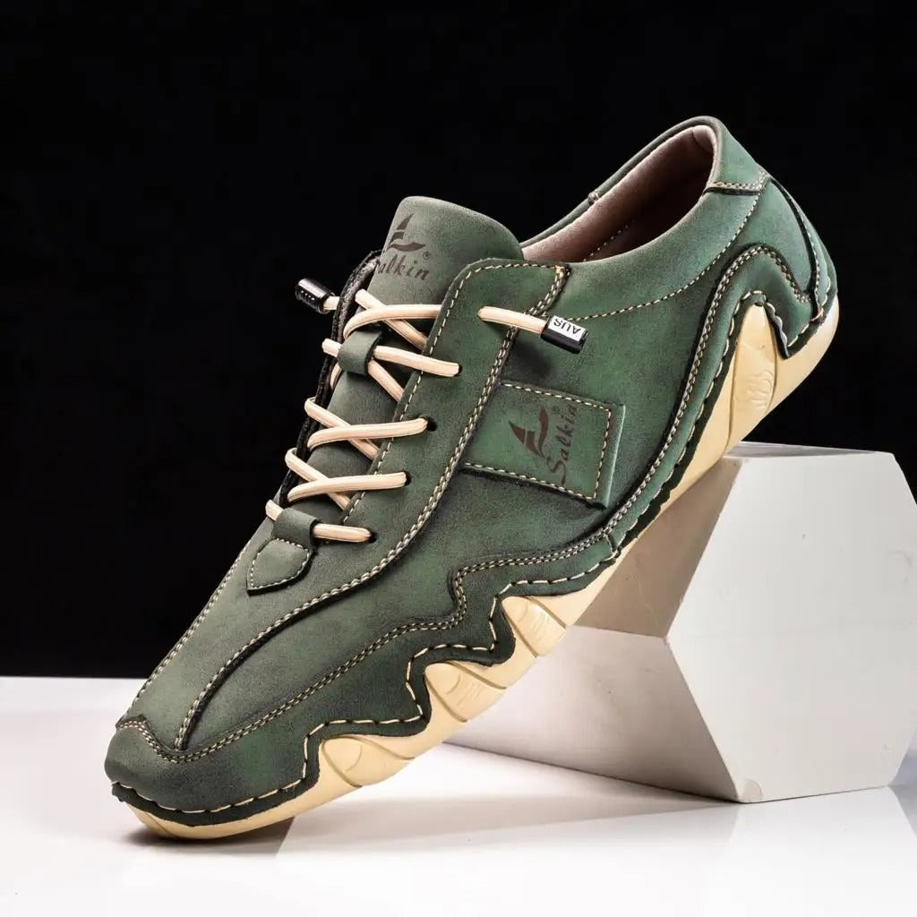 Isaac™ | Zapatos casual de piel con cordones y suela dentada