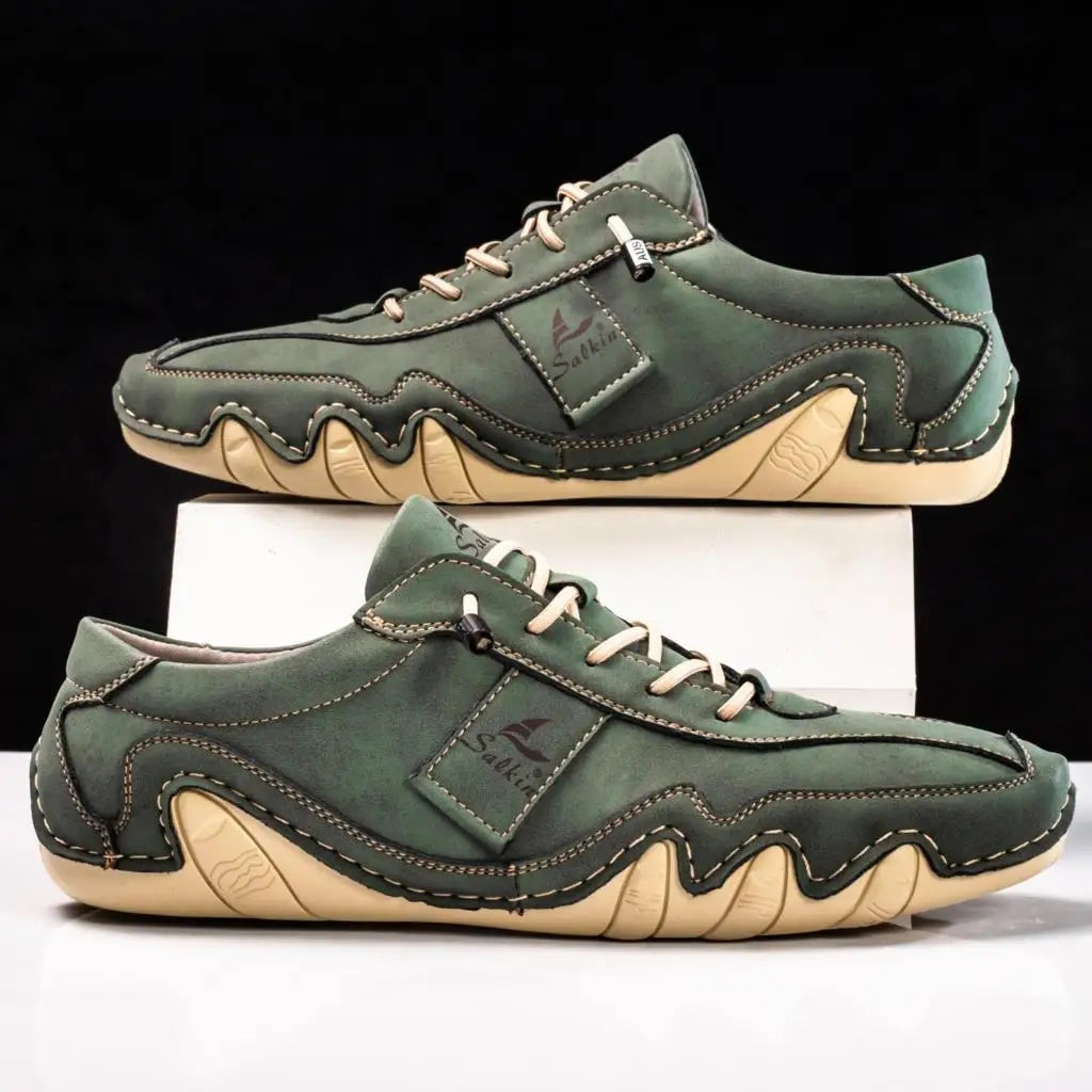 Isaac™ | Zapatos casual de piel con cordones y suela dentada