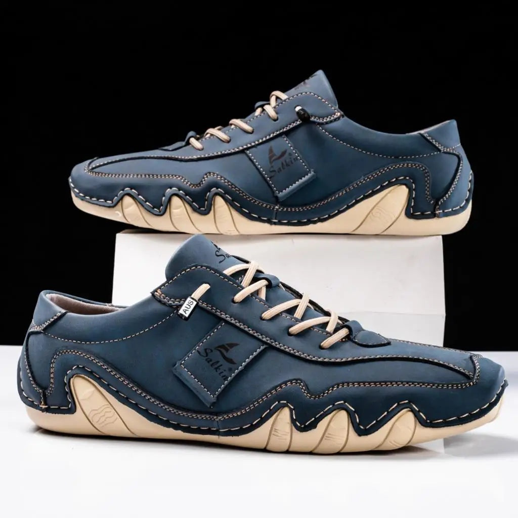 Isaac™ | Zapatos casual de piel con cordones y suela dentada