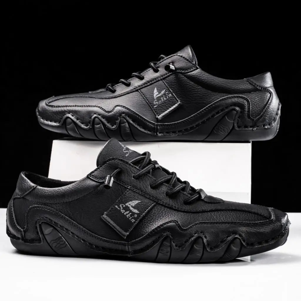 Isaac™ | Zapatos casual de piel con cordones y suela dentada