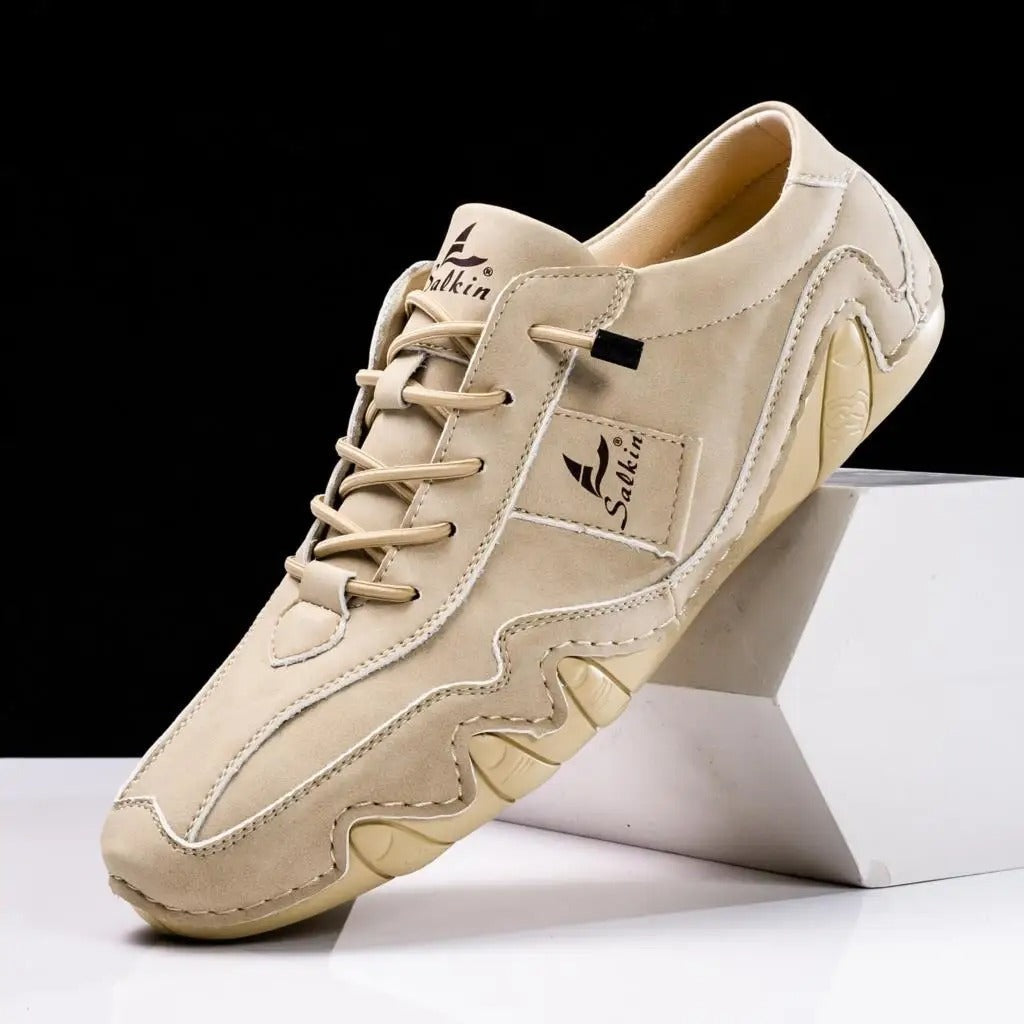 Isaac™ | Zapatos casual de piel con cordones y suela dentada