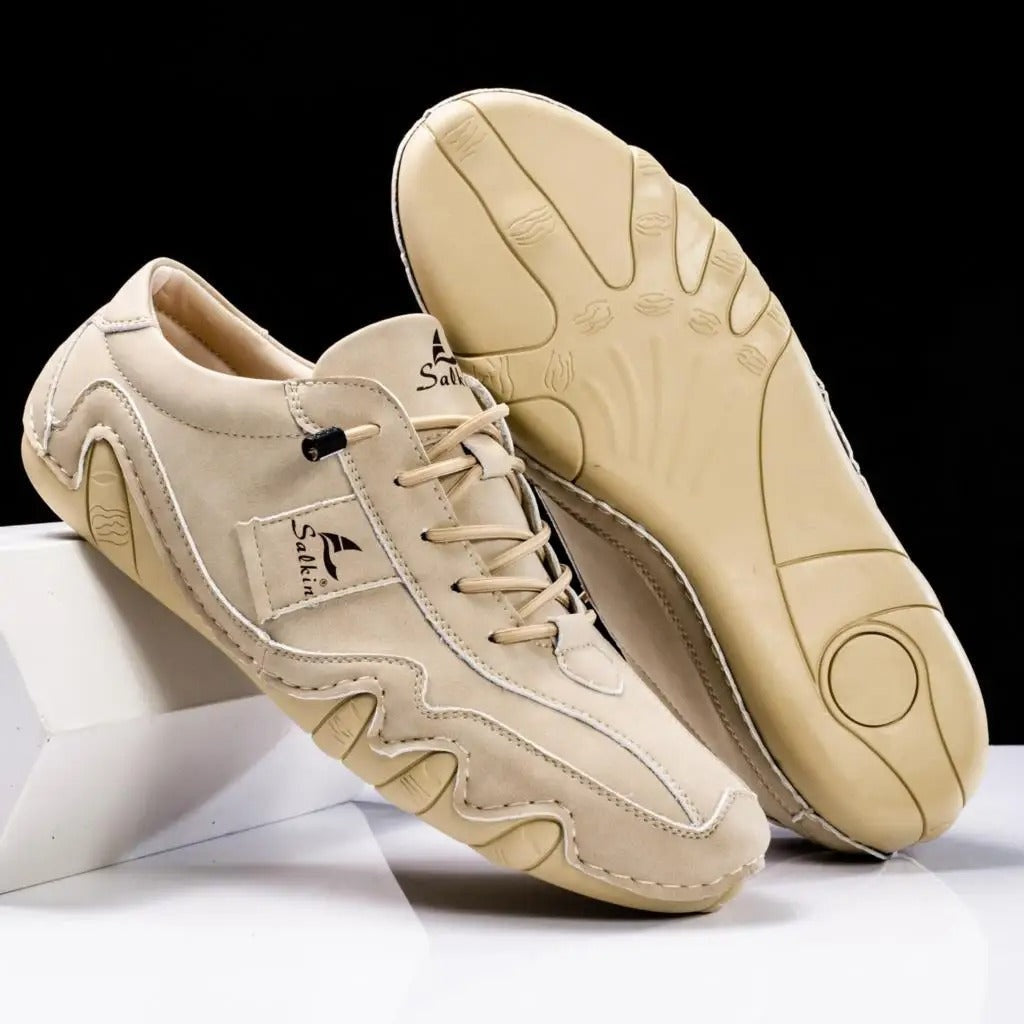 Isaac™ | Zapatos casual de piel con cordones y suela dentada