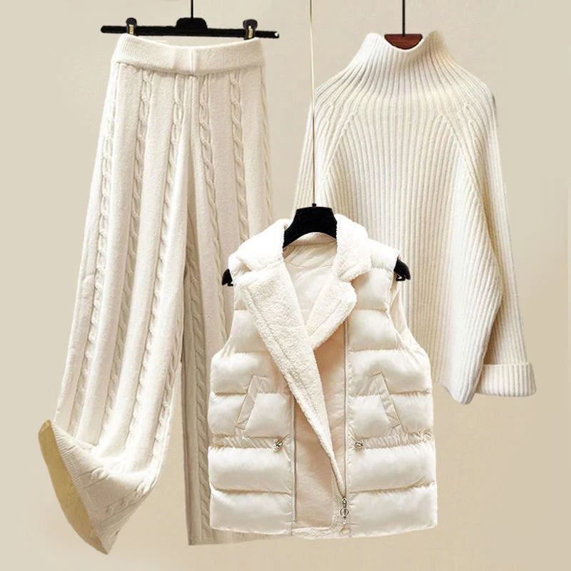Bella™ | Conjunto de punto de tres piezas con jersey, chaleco y pantalón