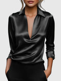 Katherine™ | Blusa de manga larga con escote drapeado