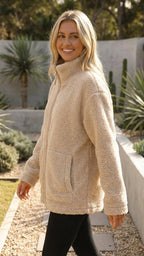 Addison™ | Chaqueta sherpa oversize con cremallera y cuello alto