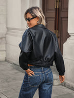 Adeline™ | Cazadora bomber efecto piel con cremallera