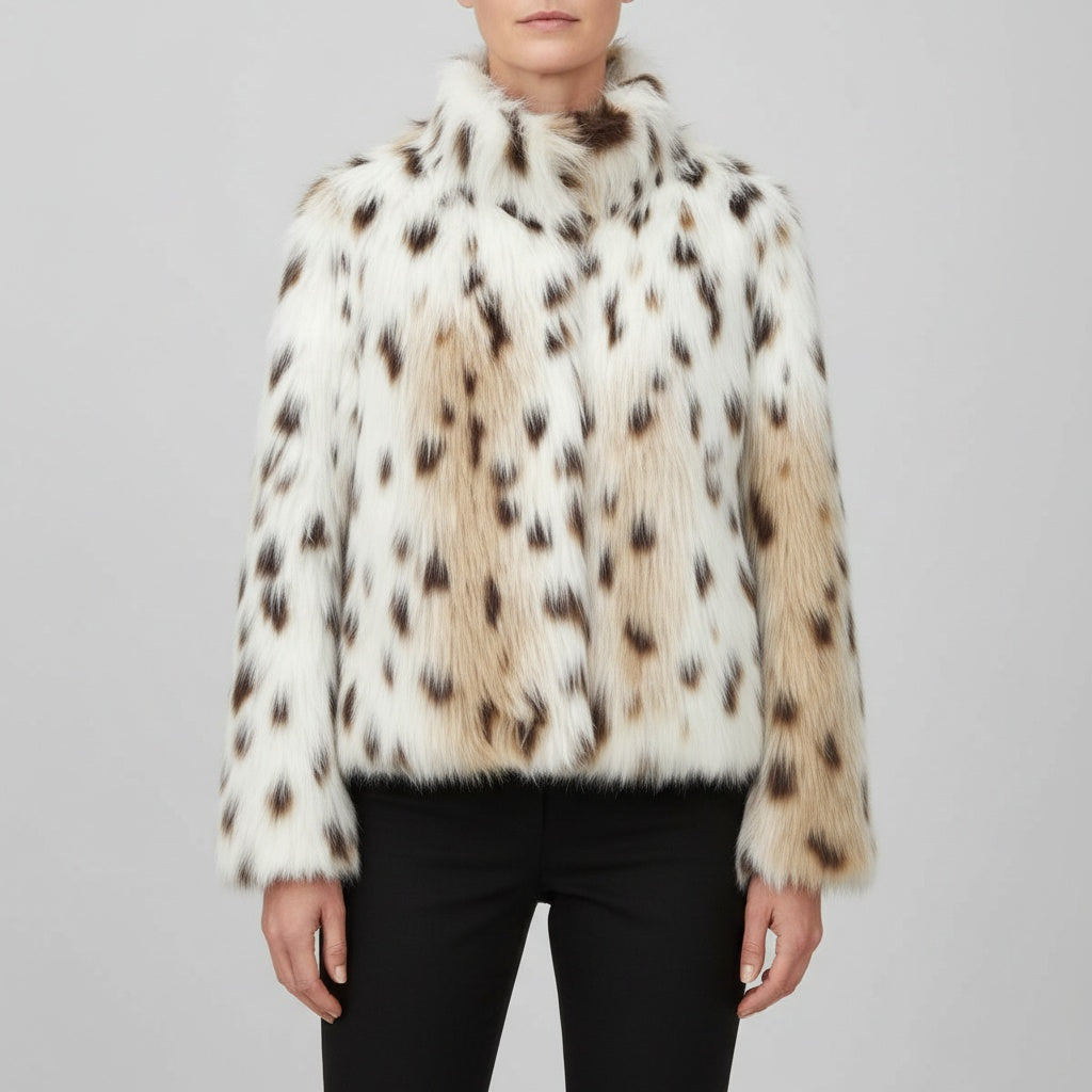 Delilah™ | Chaqueta corta de pelo sintético con estampado animal