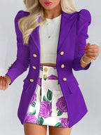 Jenna™ | Conjunto de blazer floral y minifalda