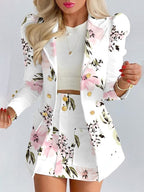 Jenna™ | Conjunto de blazer floral y minifalda