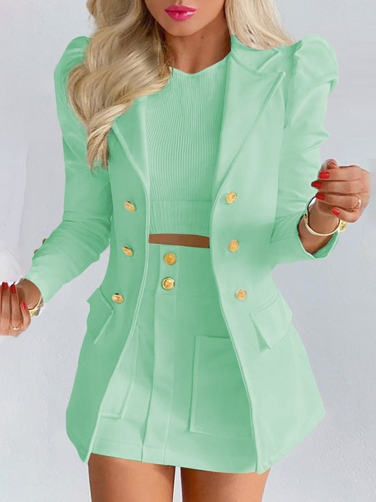 Jenna™ | Conjunto de blazer floral y minifalda