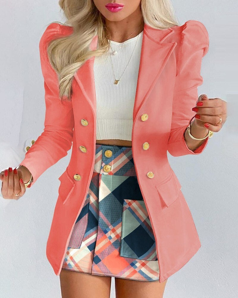 Jenna™ | Conjunto de blazer floral y minifalda