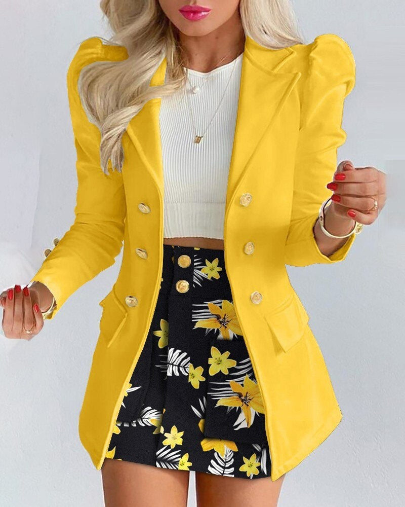 Jenna™ | Conjunto de blazer floral y minifalda