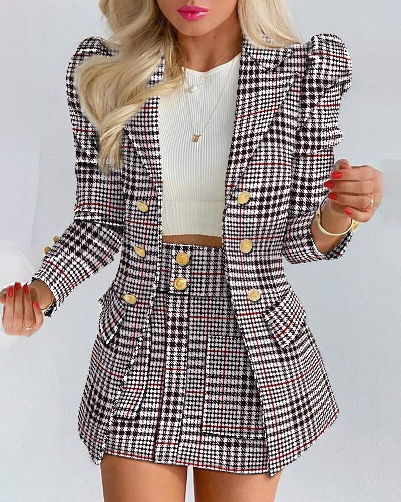 Jenna™ | Conjunto de blazer floral y minifalda
