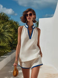 Quinn™ | Conjunto de lino con top halter y pantalón corto