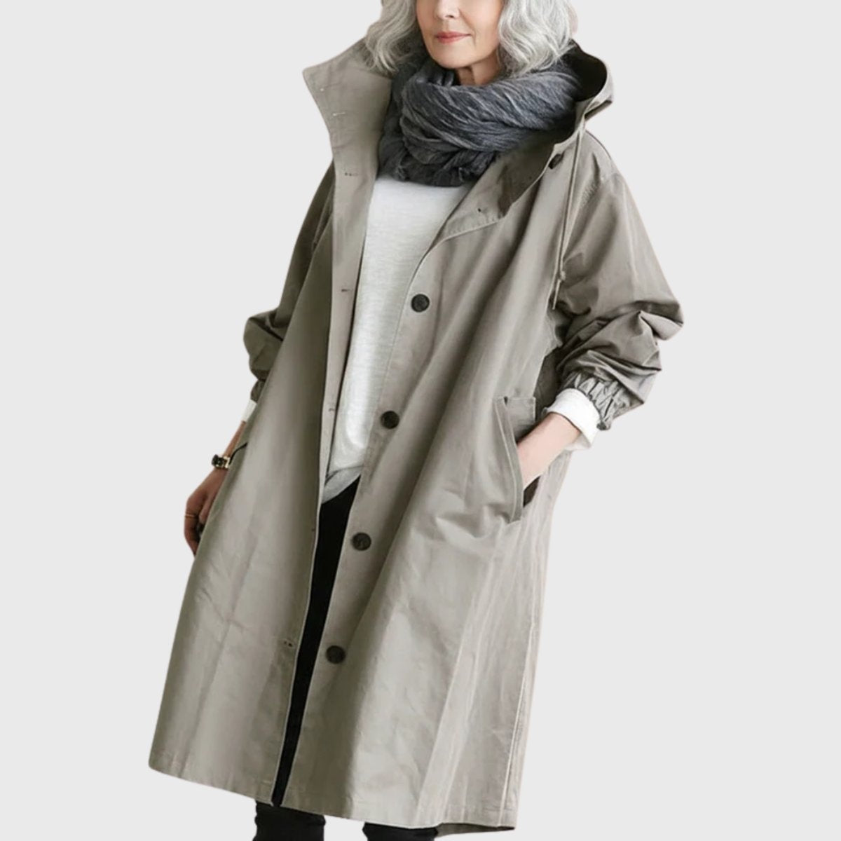 Lillian™ | Parka larga impermeable con capucha y corte amplio