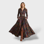 Riley™ | Vestido largo de cuadros de manga larga para invitada