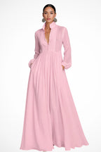 Caroline™ | Vestido de novia sencillo de gasa con manga larga