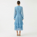 Gabriella™ | Vestido midi plisado con volantes y cuello alto