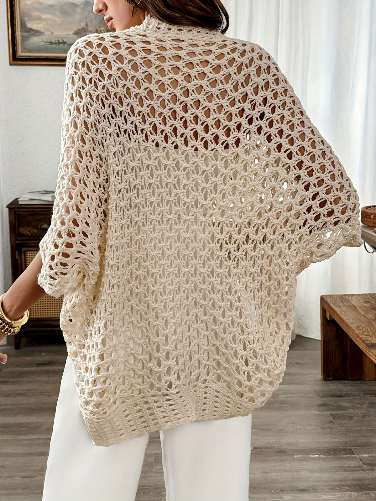 Maya™ | Jersey de ganchillo calado con manga murciélago