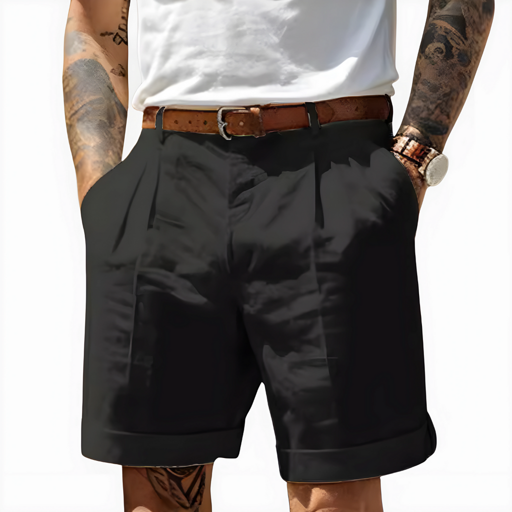 Marcus™ | Bermudas con pinzas y bajo vuelto