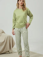 Sadie™ | Pijama de manga larga con pantalón de cuadros
