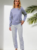 Sadie™ | Pijama de manga larga con pantalón de cuadros