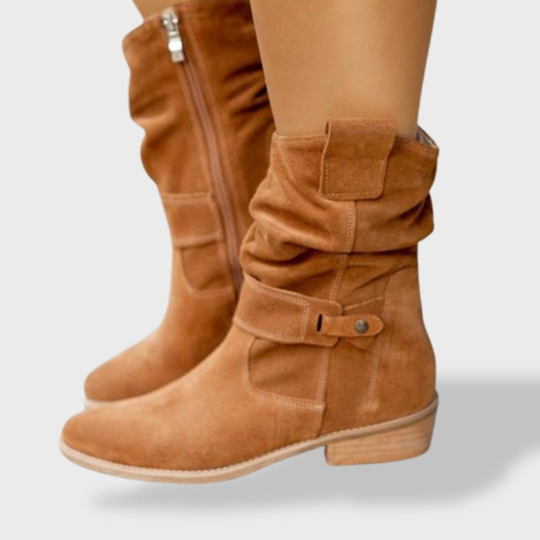 Cecilia™ | Botas camperas slouchy de ante a media caña