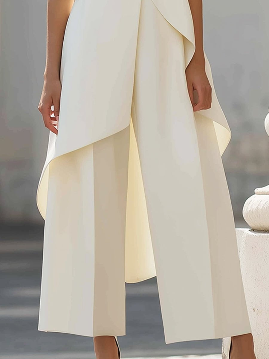 Madeline™ | Conjunto elegante de pantalón y top asimétrico de cuello alto