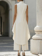 Madeline™ | Conjunto elegante de pantalón y top asimétrico de cuello alto