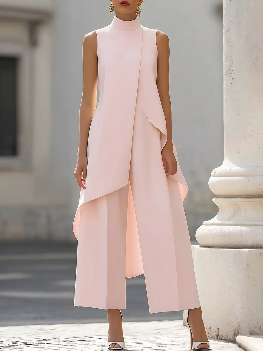 Madeline™ | Conjunto elegante de pantalón y top asimétrico de cuello alto