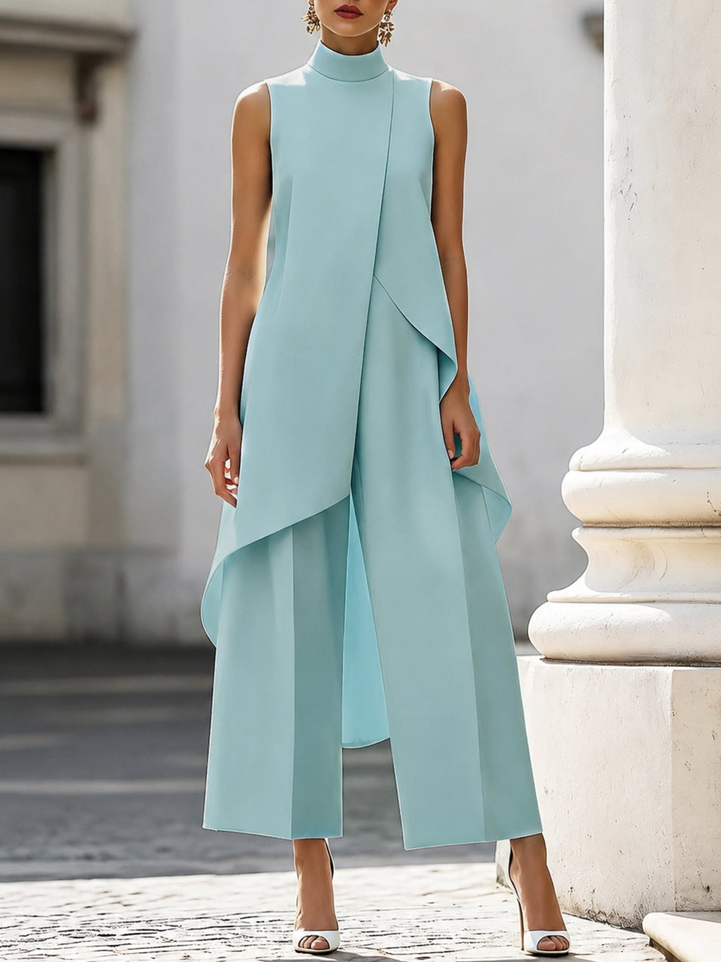 Madeline™ | Conjunto elegante de pantalón y top asimétrico de cuello alto